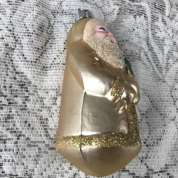 Blown Glass Gold Santa Claus Tree Ornament 4.5” - Picture 4 of 6